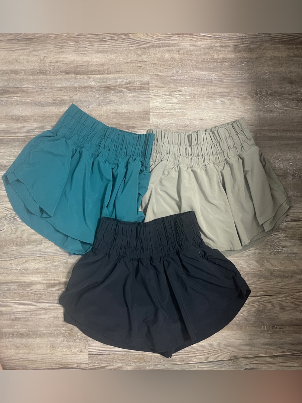 CRZ YOGA women’s athletic skort shorts in teal, beige, black